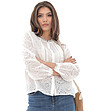 Дамска блуза с дантела в цвят крем-2 снимка