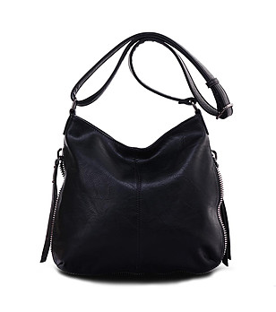 Черна дамска чанта Evana с цип снимка