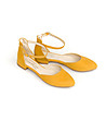 Отворени дамски кожени обувки в жълто Lili-1 снимка