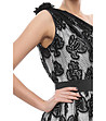 Асиметрична копринена рокля в черно и светлосиво с дантела-3 снимка