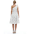 Асиметрична копринена рокля в бяло с дантела-1 снимка