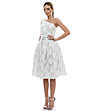 Асиметрична копринена рокля в бяло с дантела-2 снимка