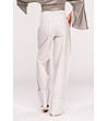 Памучен дамски панталон на райе в сиво и бяло -1 снимка
