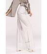 Памучен дамски панталон на райе в сиво и бяло -2 снимка