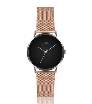 Дамски часовник в сребристо, розовозлатисто и черно снимка