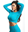 Безшевна дамска спортна блуза в цвят тюркоаз Rashguard-3 снимка