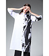 Дамска памучна риза в бяло и черно Monic-0 снимка