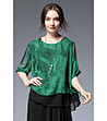 Асиметрична дамска блуза от естествена коприна Jade в зелено и черно-0 снимка