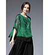 Асиметрична дамска блуза от естествена коприна Jade в зелено и черно-2 снимка