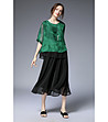 Асиметрична дамска блуза от естествена коприна Jade в зелено и черно-4 снимка