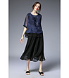 Асиметрична дамска блуза от естествена коприна Jade в синьо и черно-3 снимка