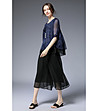 Асиметрична дамска блуза от естествена коприна Jade в синьо и черно-4 снимка