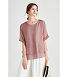Дамска двупластова блуза от естествена коприна Christine в розов нюанс-0 снимка