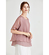 Дамска двупластова блуза от естествена коприна Christine в розов нюанс-2 снимка