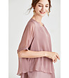 Дамска двупластова блуза от естествена коприна Christine в розов нюанс-4 снимка