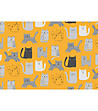 Жълта постелка с принт котки 52х75 см-0 снимка