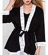Памучен дамски халат Antonella в черно-1 снимка