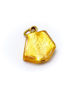 Висулка от стъкло мурано в жълто и златисто Hexagon 1,3 см снимка