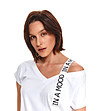 Бяла памучна дамска тениска Marion-4 снимка