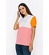 Дамска блуза в бяло, розово и оранжево Doreen-3 снимка