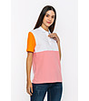 Дамска блуза в бяло, розово и оранжево Doreen-4 снимка