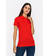 Червена памучна дамска тениска с яка Hillie-2 снимка