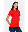 Червена памучна дамска тениска с яка Hillie-4 снимка