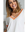 Дамска блуза в цвят екрю с оранжеви кантове Fiona-3 снимка