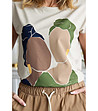 Бежова дамска блуза с принт-3 снимка