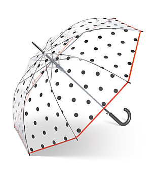 Прозрачен чадър на черни точки снимка