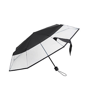 Прозрачен чадър с черен детайл снимка