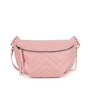 Розова дамска чанта със зигзаг шевове Mirina снимка
