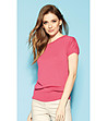 Розова дамска блуза Berita с памук от фино плетиво-0 снимка