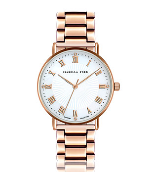 Розовозлатист дамски часовник с бял циферблат Chloé снимка