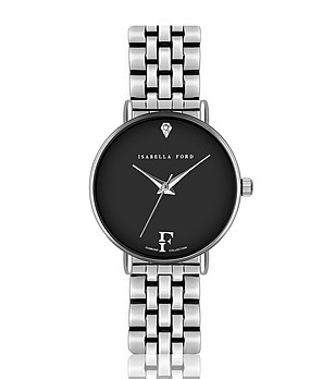 Дамски часовник в сребристо с черен циферблат Infinity снимка