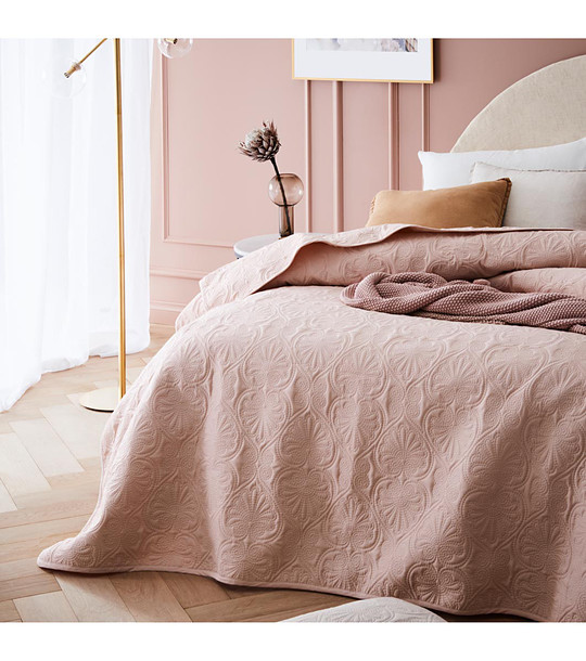 Шалте за легло в цвят пудра Leila 220x200 см снимка