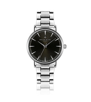 Сребрист unisex часовник с черен циферблат Vernier снимка