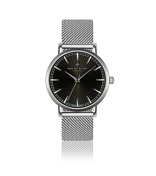 Unisex сребрист часовник с черен циферблат Vernier снимка