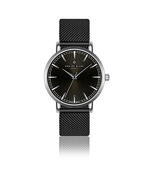 Черен unisex часовник със сребрист корпус Vernier снимка
