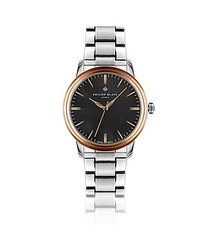 Unisex часовник в сребристо с розовозлатист корпус Zurich снимка