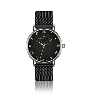 Черен unisex часовник със сребрист корпус Bern снимка