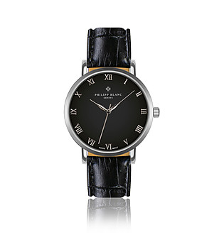 Мъжки черен часовник със сребрист корпус Bern снимка