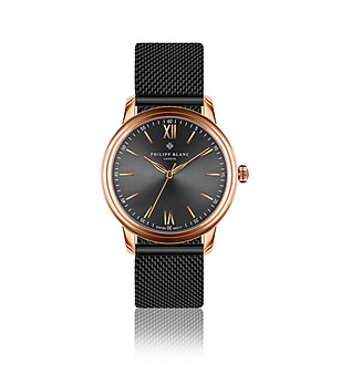 Unisex часовник в черно с розовозлатист корпус Geneva снимка