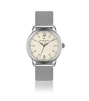 Unisex часовник в сребристо с циферблат в екрю Geneva снимка