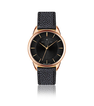 Дамски часовник в розовозлатисто с черна каишка Montreux снимка