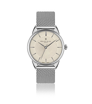 Сребрист дамски часовник с циферблат в екрю Montreux снимка