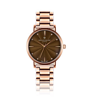 Розовозлатист дамски часовник с кафяв циферблат Lucerne снимка