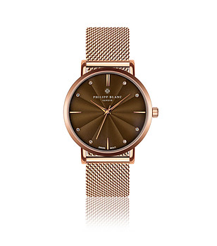 Дамски розовозлатист часовник с кафяв циферблат Lucerne снимка