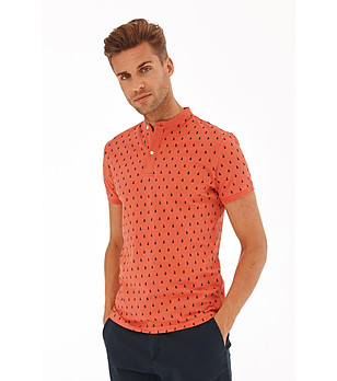 Мъжка памучна блуза в цвят корал Maxie снимка