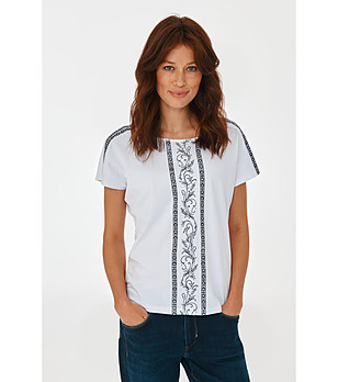 Бяла памучна дамска блуза Emakia снимка